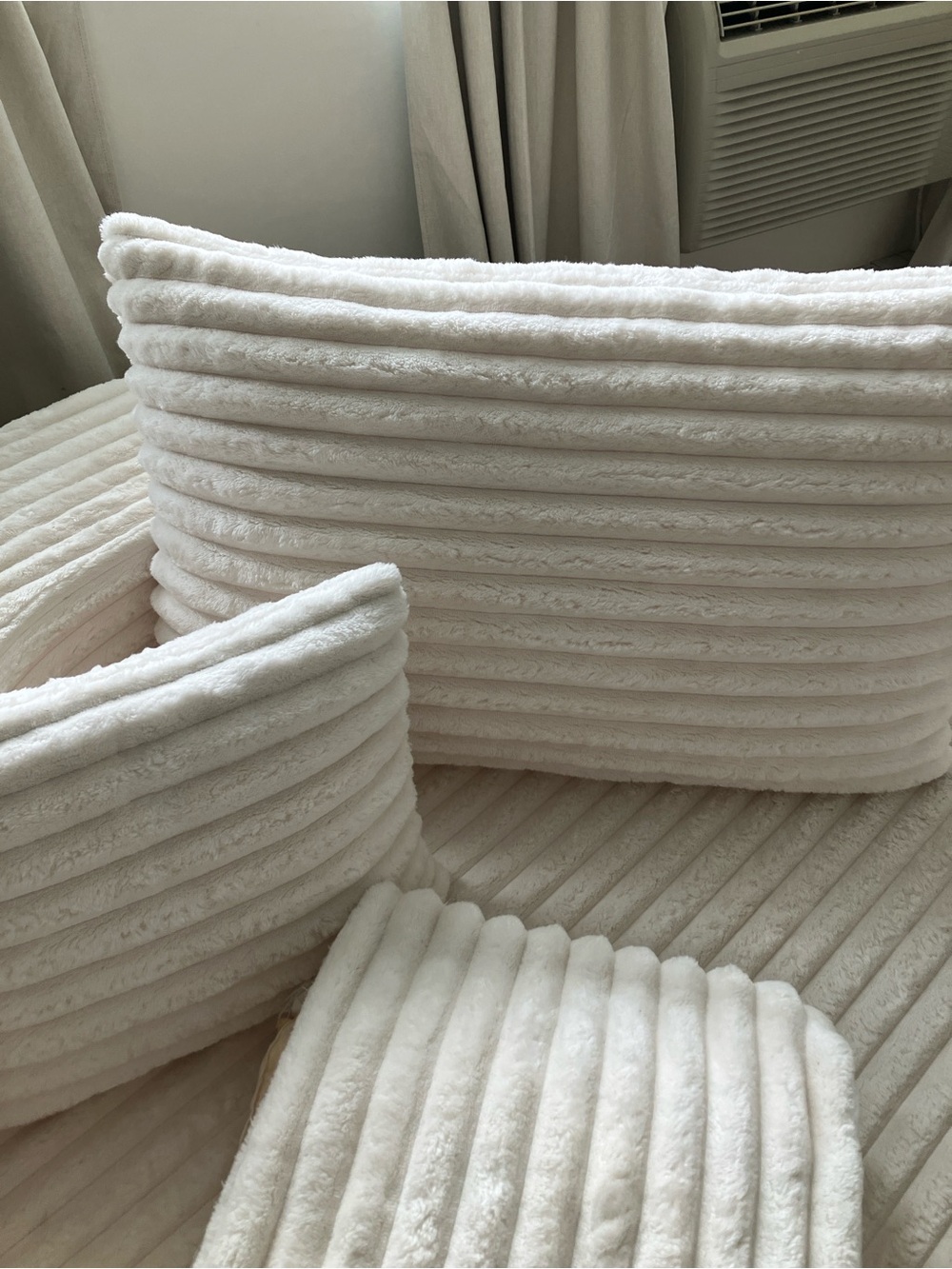 Plush Ribbed Cream Pillowcases